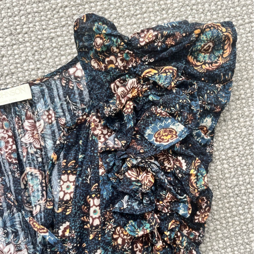 Ulla Johnson Navy Floral Ruffle Maxi Dress - Picture 4 of 6
